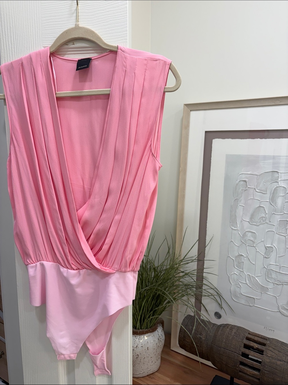 Pinko Silk-like Bubblegum Pink Bodysuit